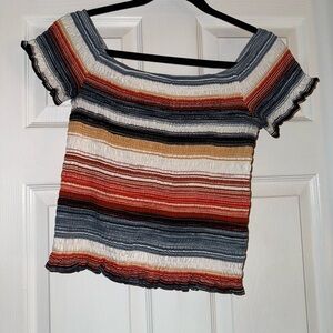 Socialite Multicolor Striped Off-Shoulder Top